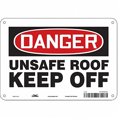 CONDOR 473G48 Safety Sign 7 in x 10 in Aluminum