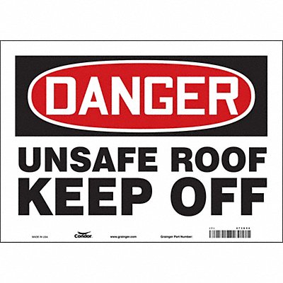 CONDOR 473G54 Safety Sign 10 in x 14 in Vinyl