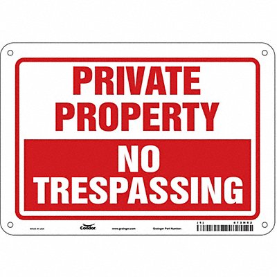 CONDOR 473H52 Safety Sign 7 in x 10 in Aluminum