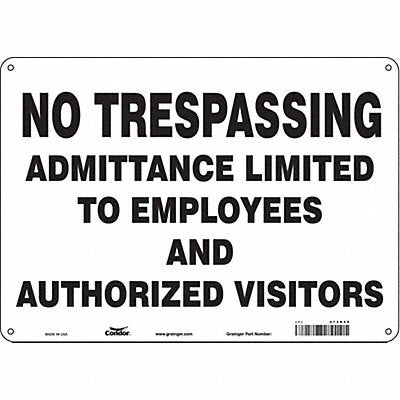 CONDOR 473H59 Safety Sign 10 inx14 in Aluminum
