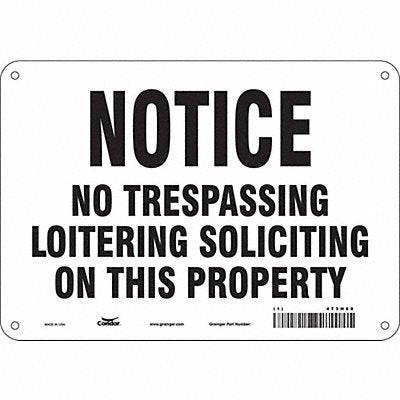CONDOR 473H68 Safety Sign 7 in x 10 in Aluminum