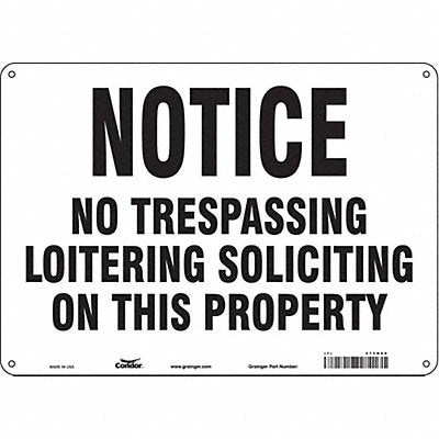 CONDOR 473H69 Safety Sign 10 in x 14 in Aluminum
