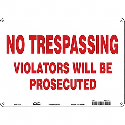 CONDOR 473J21 Safety Sign 10 inx14 in Polyethylene