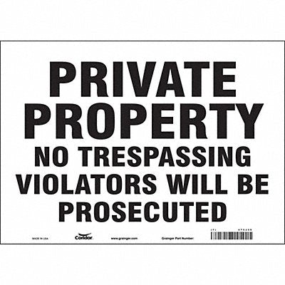 CONDOR 473J35 Safety Sign 10 in x 14 in Vinyl