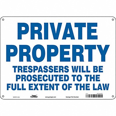 CONDOR 473J37 Safety Sign 10 in x 14 in Aluminum