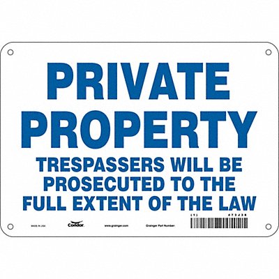 CONDOR 473J38 Safety Sign 7 in x 10 in Polyethylene