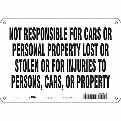 CONDOR 473J54 Safety Sign 7 in x 10 in Aluminum