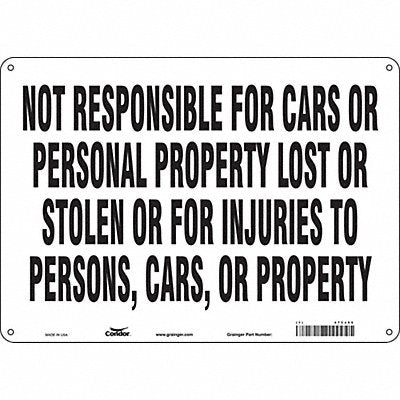 CONDOR 473J55 Safety Sign 10 in x 14 in Aluminum