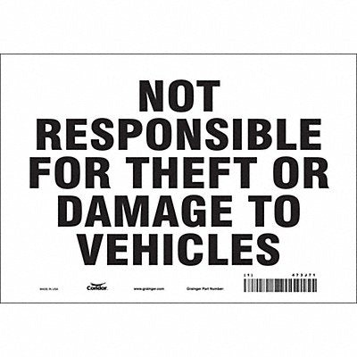 CONDOR 473J71 Safety Sign 7 in x 10 in Vinyl