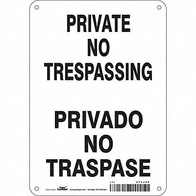 CONDOR 473J88 Safety Sign 10 inx7 in Aluminum
