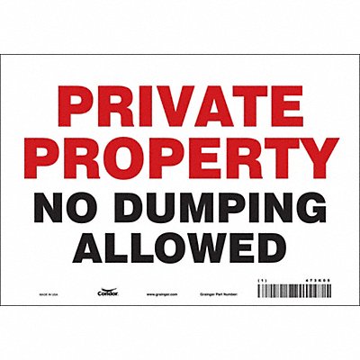 CONDOR 473K05 Safety Sign 7 in x 10 in Vinyl