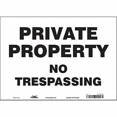 CONDOR 473K20 Safety Sign 10 inx14 in Vinyl