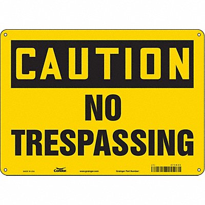 CONDOR 473K45 Safety Sign 10 in x 14 in Aluminum