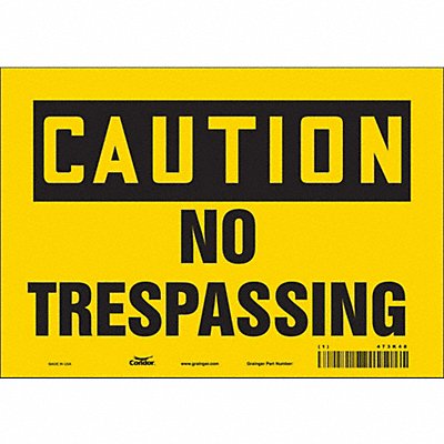 CONDOR 473K48 Safety Sign 7 in x 10 in Vinyl