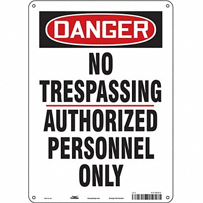 CONDOR 473K51 Safety Sign 14 inx10 in Aluminum