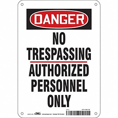 CONDOR 473K52 Safety Sign 10 in x 7 in Polyethylene