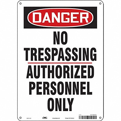 CONDOR 473K53 Safety Sign 14 in x 10 in Polyethylene