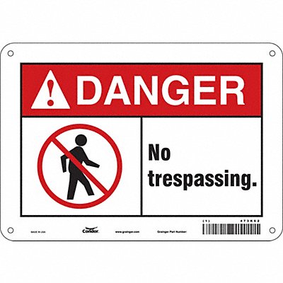 CONDOR 473K62 Safety Sign 7 in x 10 in Polyethylene