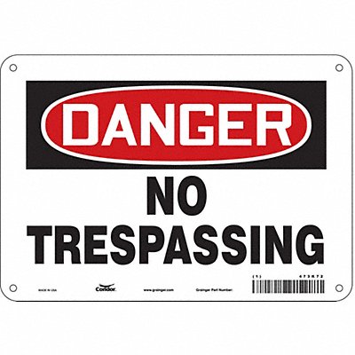 CONDOR 473K72 Safety Sign 7 in x 10 in Aluminum