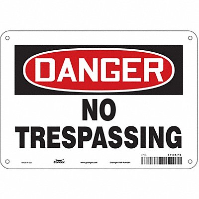 CONDOR 473K76 Safety Sign 7 inx10 in Polyethylene