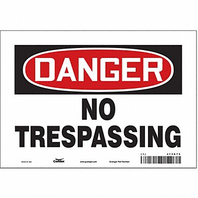 CONDOR 473K79 Safety Sign 7 in x 10 in Vinyl