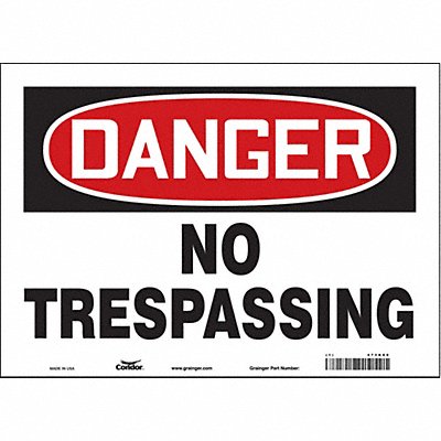 CONDOR 473K80 Safety Sign 10 in x 14 in Vinyl