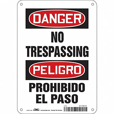 CONDOR 473K81 Safety Sign 10 inx7 in Aluminum