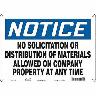 CONDOR 473K88 Safety Sign 10 in x 14 in Aluminum