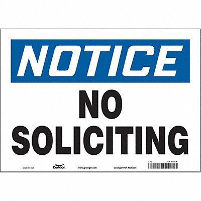 CONDOR 473K98 Safety Sign 10 in x 14 in Vinyl