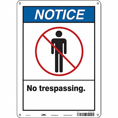 CONDOR 473L12 Safety Sign 14 in x 10 in Aluminum