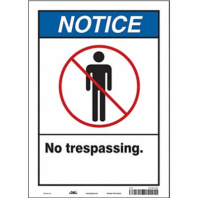 CONDOR 473L16 Safety Sign 14 in x 10 in Vinyl