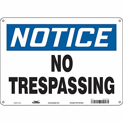 CONDOR 473L23 Safety Sign 10 inx14 in Polyethylene