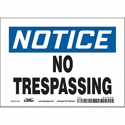 CONDOR 473L25 Safety Sign 5 in x 7 in Vinyl