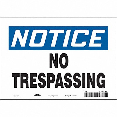 CONDOR 473L26 Safety Sign 7 in x 10 in Vinyl