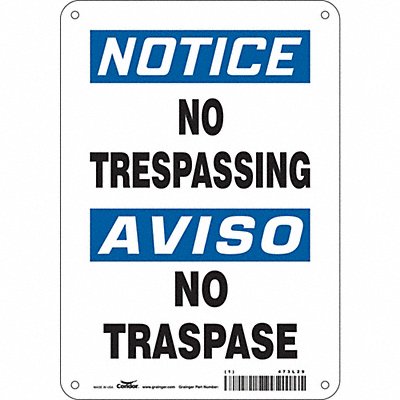CONDOR 473L29 J7002 Safety Sign 10 in x 7 in Aluminum
