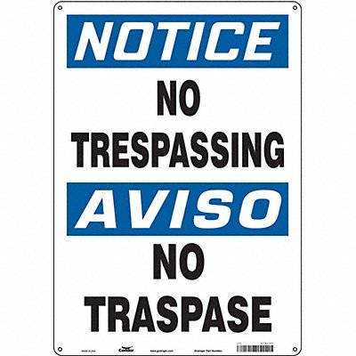 CONDOR 473L31 J7002 Safety Sign 20 in x 14 in Aluminum
