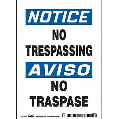 CONDOR 473L37 J7002 Safety Sign 7 in x 5 in Vinyl