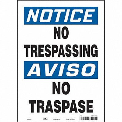 CONDOR 473L39 J7002 Safety Sign 14 in x 10 in Vinyl