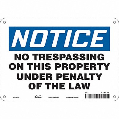 CONDOR 473L41 Safety Sign 7 in x 10 in Aluminum