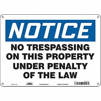 CONDOR 473L44 Safety Sign 10 in x 14 in Polyethylene