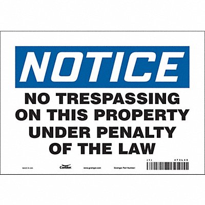 CONDOR 473L45 Safety Sign 7 in x 10 in Vinyl