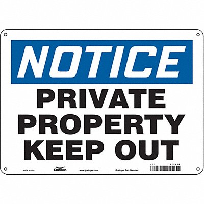 CONDOR 473L48 Safety Sign 10 in x 14 in Aluminum