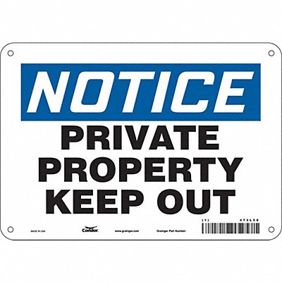 CONDOR 473L50 Safety Sign 7 in x 10 in Polyethylene