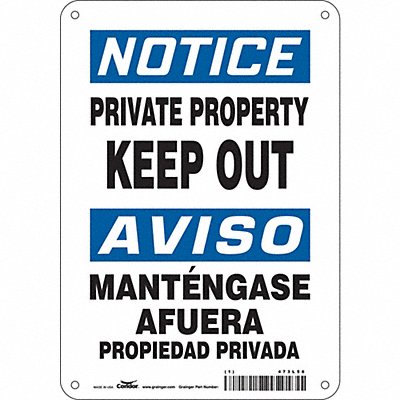 CONDOR 473L56 Safety Sign 10 in x 7 in Polyethylene