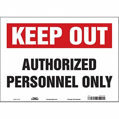 CONDOR 473L79 Safety Sign 10 inx14 in Vinyl