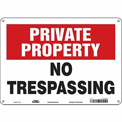 CONDOR 473M18 Safety Sign 10 inx14 in Aluminum
