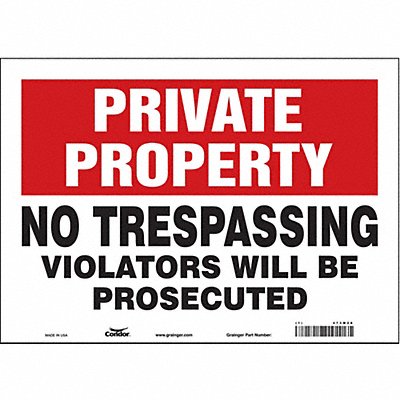 CONDOR 473M28 Safety Sign 10 in x 14 in Vinyl
