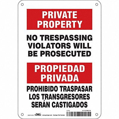 CONDOR 473M29 Safety Sign 10 inx7 in Aluminum