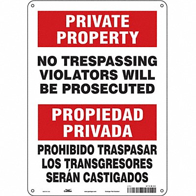 CONDOR 473M30 Safety Sign 14 inx10 in Aluminum
