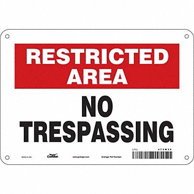 CONDOR 473M35 Safety Sign 7 in x 10 in Aluminum